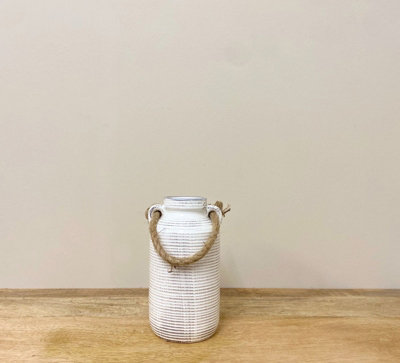 Small Stone Vase with Rope Han