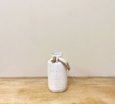 Small Stone Vase with Rope Han