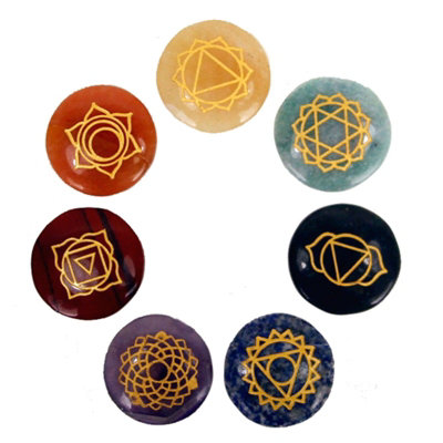 Small Stones Chakra Set (Rounded Shape) Multicolor