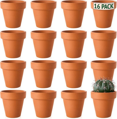 Small Terracotta Plant Pots - (6.5cm, 16 pots) Mini Terracotta Plant for Flowers, Herb Planters, Seeds and Decor
