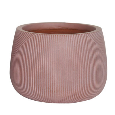 Small Terracotta Symmetry Stripe Fibre Clay Indoor Outdoor Summer Flower Plant Pot Houseplant Garden Planter