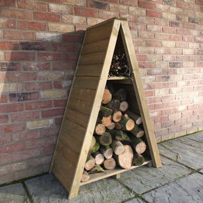 Small Triangular 2' 8" x 1' 4" Overlap Pressure Treated Log Store - 4