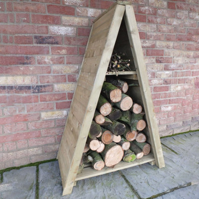 Small Triangular 2' 8" x 1' 4" Tongue & Groove Pressure Treated Log Store