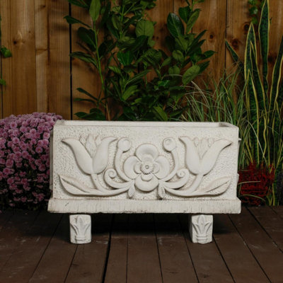 Small Tulip design White Stone Trough