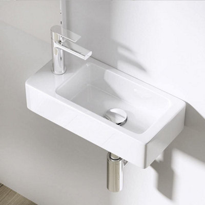 Small Wall Hung Ceramic Basin Sink - Left