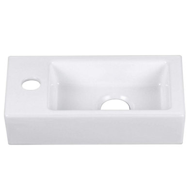 Small Wall Hung Ceramic Basin Sink - Left