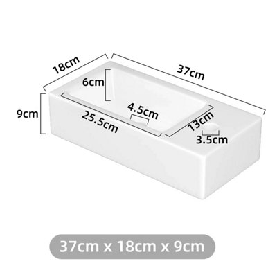 Small Wall Mount Wash Hand Basin Rectangle, Right Hand