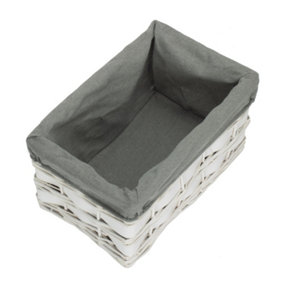 Small White Grey LinedScandi Storage Basket With Grey Lining