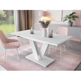 Small White Table Extending Dining Kitchen Table Modern Compact Seats 6 8 - Masy