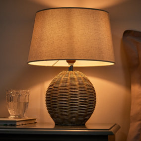 Small Wicker Fairport Living Room Décor Office Desk Lamp Night Light Table Lamp