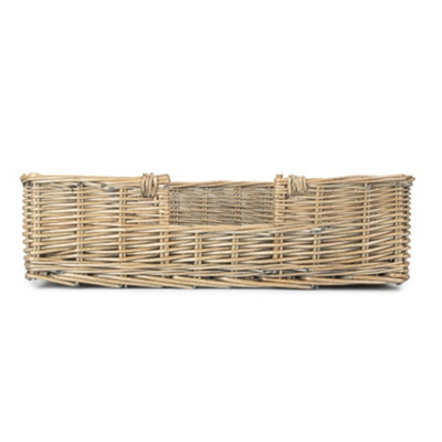 Small Wicker Rectangular Dog Bed with Cushion