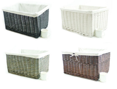 Small Wicker Willow Storage Basket With Cloth Lining Grey Small 22 x 22 x 14.5 cm - 3