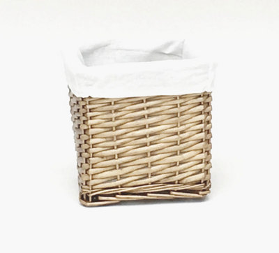 Small Wicker Willow Storage Basket With Cloth Lining Natural Small 22 x 22 x 14.5 cm - 3