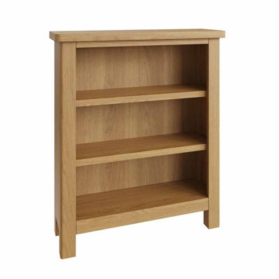 Small Wide Bookcase - Pine/Plywood/MDF - L70 x W22 x H82 cm - Rustic Oak