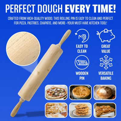 Small Wooden Kitchen Rolling Pin Pastry Baking Cooking Chapati Pizza Dough
