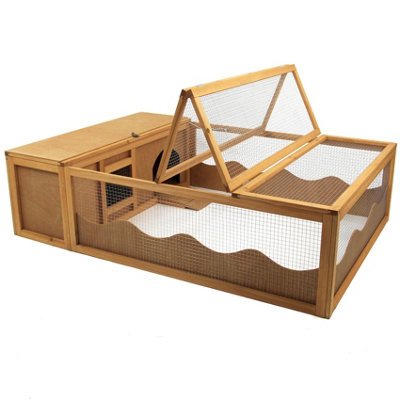 Small Wooden Pet house for Tortoise Bunny Rabbit Hide Shelter Run Guinea Pig 57"