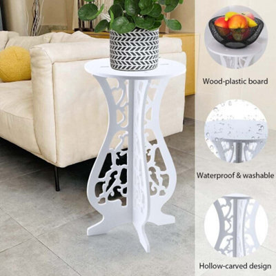 Small Wooden Round Side Table Beside Tea Coffee Lamp Plant Rack Stand Home