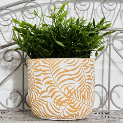 Small Yellow Leaf Print Indoor Flower Pot Outdoor Garden Planter