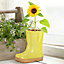 Small Yellow Wellington Boot Outdoor Ceramic Flower Pot Garden Planter Pot Gift for Gardeners