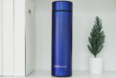 Smart 500ml Water Bottle Stainless Steel Vacuum Flask With Temperature Display Dark Blue