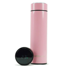 Smart 500ml Water Bottle Stainless Steel Vacuum Flask With Temperature Display Pink