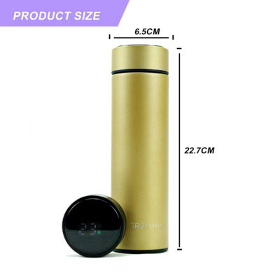 Smart 500ml Water Bottle Stainless Steel Vacuum Flask With Temperature Display Rose Gold