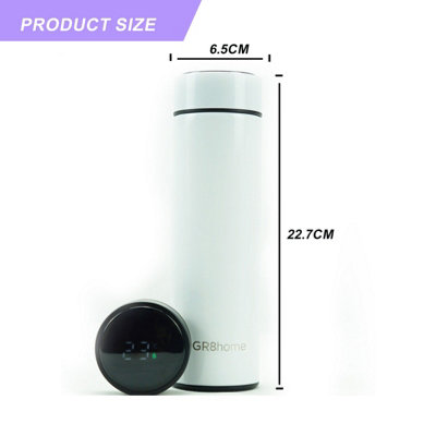 Smart 500ml Water Bottle Stainless Steel Vacuum Flask With Temperature Display White