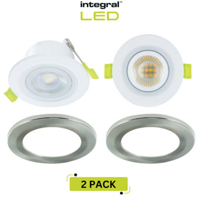 Smart Alexa Fire Rated LED Downlights: IP65 600LM 5W 2700K to 6500K Dimmable - Satin (2 Pack)