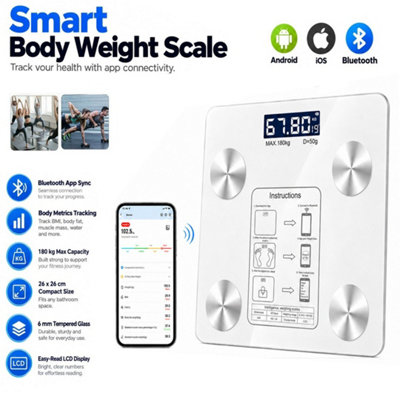 Smart Bathroom Scale for Body Weight, Bluetooth Body Fat Scales Fitbit ...