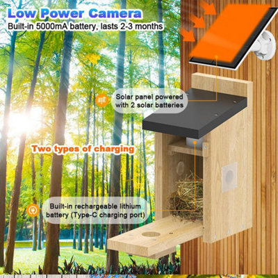 Smart Bird House with 2K HD Camera and Solar Panel, AI Motion