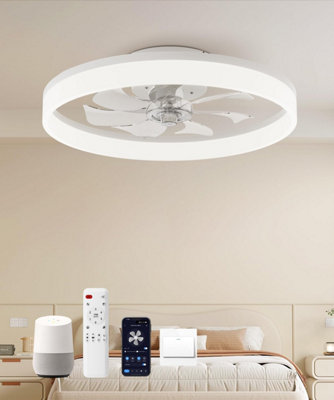 Smart Ceiling Fan with Light, 20in, Low Profile, Dimmable LED, 6 Speeds ...