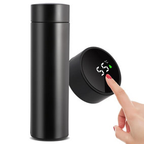 Smart Flask Bottle LED Touch Screen Temperature Display 500ml Steel Thermos - Black