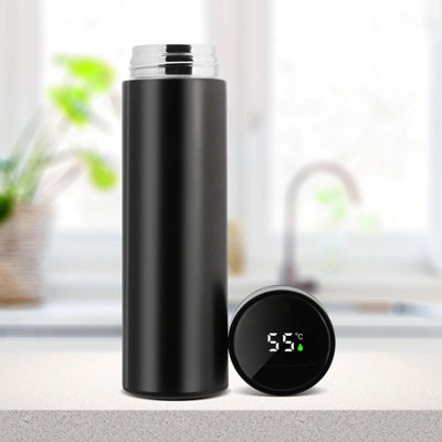 Smart Flask Bottle LED Touch Screen Temperature Display 500ml Steel Thermos  - Black