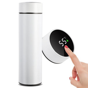 Smart Flask Bottle LED Touch Screen Temperature Display 500ml Steel Thermos - White