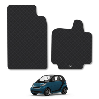 Smart ForTwo (2007-2014) Rubber Car Mats Heavy-Duty Tailored Fit with Clips