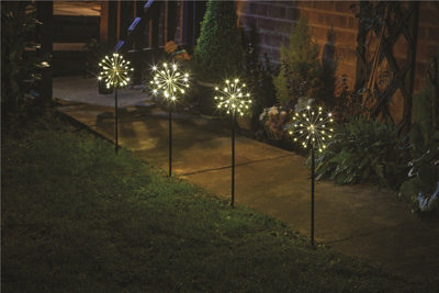 Smart Garden 4 x Large Starburst Stake Light Garden LED Path Walkway Battery