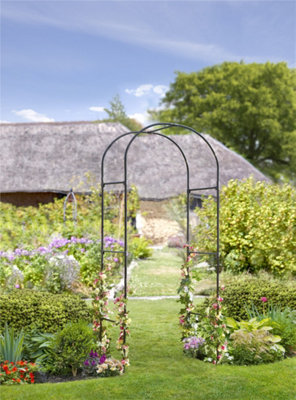 Smart Garden Chelsea Metal Black Garden Arch Pergola Grey Plant Support