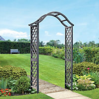 Smart Garden Elegant Woodland Wooden Garden Arch Pergola Grey Plant Support