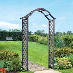 Smart Garden Elegant Woodland Wooden Garden Arch Pergola Grey Plant Support