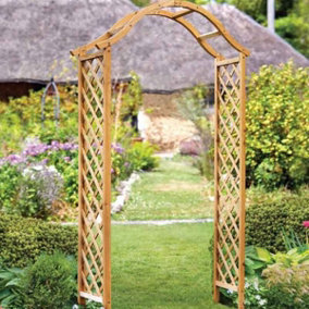 Smart Garden Elegant Woodland Wooden Garden Arch Pergola Tan Plant Support