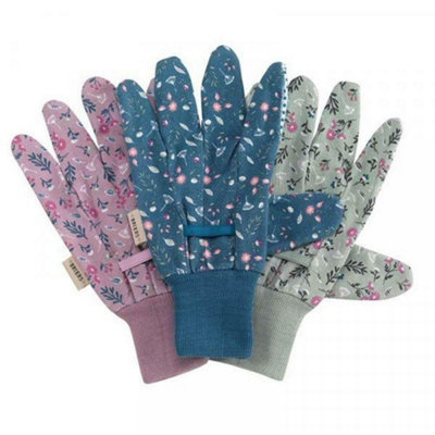 Smart Garden - Flowerfield Cotton Grips Gloves - Triple Pack