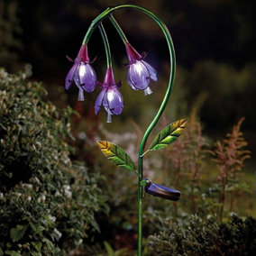 Smart Garden Fuchsia Flower Purple Glass Solar Stake Light Garden LED 1012602
