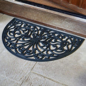 Smart Garden Half Moon Rubber Victorian Cast Iron Style Door Mat Black Doormat