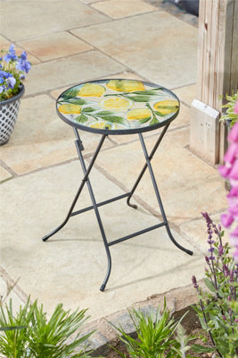 Smart Garden Lemon Yellow Glass Garden Side Coffee Table Folding Indoor Outdoor