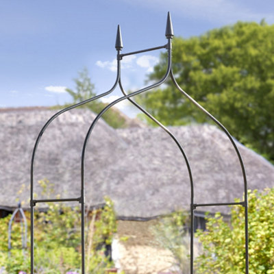 Smart Garden Minster Gothic Metal Black Garden Arch Pergola Grey Plant Support