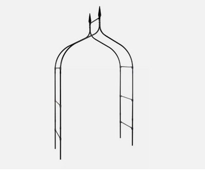 Smart Garden Minster Gothic Metal Black Garden Arch Pergola Grey Plant Support