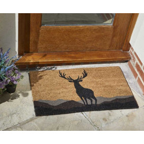 Smart Garden Monarch Stag Country Patterned Doormat Coir PVC Back Outdoor Mat