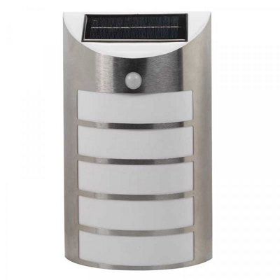 Smart Garden Motion Sensor PIR Security Silver Chrome Wall Welcome Solar Light