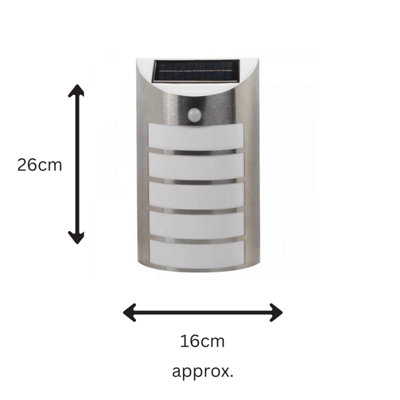 Smart Garden Motion Sensor PIR Security Silver Chrome Wall Welcome Solar Light
