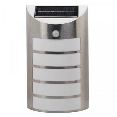 Smart Garden Motion Sensor PIR Security Silver Chrome Wall Welcome Solar Light